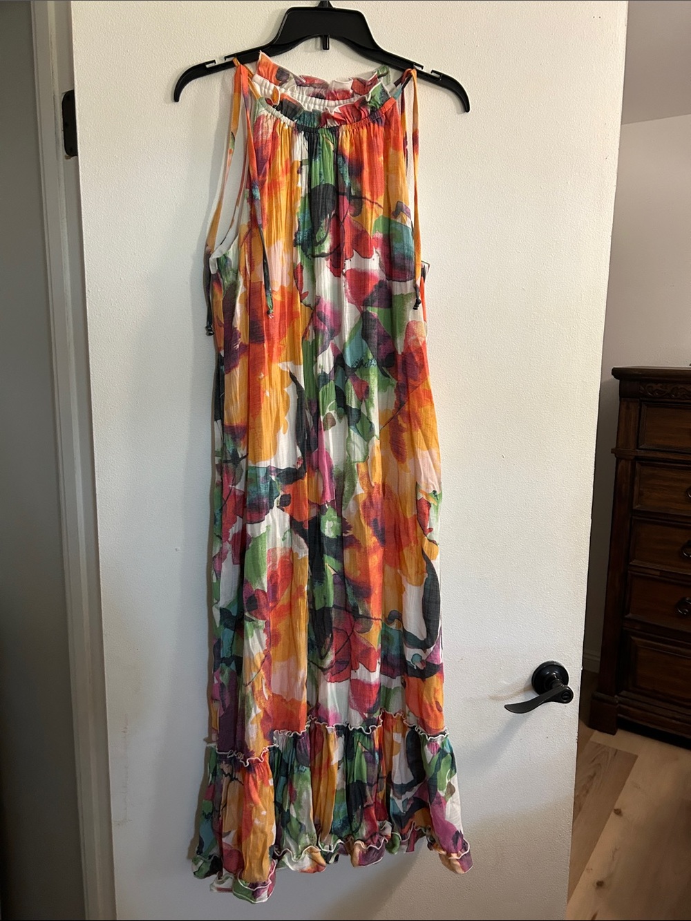 Robbie Bee Multicolor Floral Maxi Dress in Orange, Green, Pink